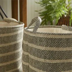Napa Home & Garden Marleigh Round Fabric Laundry Baskets Beige/Black (Set Of 2) -Cymax Sales 2509560 12 L