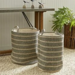 Napa Home & Garden Marleigh Round Fabric Laundry Baskets Beige/Black (Set Of 2) -Cymax Sales 2509560 13 L