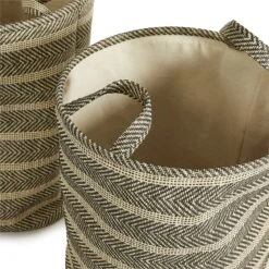 Napa Home & Garden Marleigh Round Fabric Laundry Baskets Beige/Black (Set Of 2) -Cymax Sales 2509560 15 L