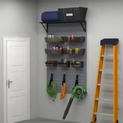 RST Brands Flow Wall 12 PC Plastic Heavy Duty Shelf & Bin Storage Set - Silver -Cymax Sales 2514652 1 L