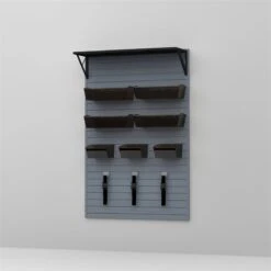 RST Brands Flow Wall 12 PC Plastic Heavy Duty Shelf & Bin Storage Set - Silver -Cymax Sales 2514652 2 L