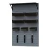 RST Brands Flow Wall 12 PC Plastic Heavy Duty Shelf & Bin Storage Set - Silver