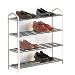 Alexent 4-Tier Heavy Duty Metal & Plastic Shoe Rack/Hallway Stand Shelf In White -Cymax Sales 2517317 3 L