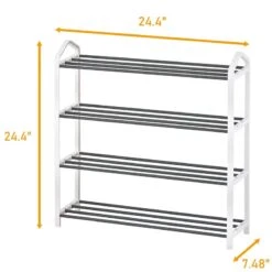 Alexent 4-Tier Heavy Duty Metal & Plastic Shoe Rack/Hallway Stand Shelf In White -Cymax Sales 2517317 8 L