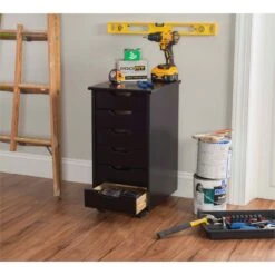 Pemberly Row Mid Century Six Drawer Wood Rolling Storage Cart In Black 23 Pemberly Row Mid Century Six Drawer Wood Rolling Storage Cart In Black -Cymax Sales 2518227 14 L