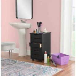 Pemberly Row Mid Century Six Drawer Wood Rolling Storage Cart In Black 26 Pemberly Row Mid Century Six Drawer Wood Rolling Storage Cart In Black -Cymax Sales 2518227 17 L