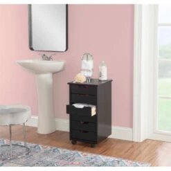 Pemberly Row Mid Century Six Drawer Wood Rolling Storage Cart In Black 29 Pemberly Row Mid Century Six Drawer Wood Rolling Storage Cart In Black -Cymax Sales 2518227 20 L