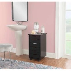 Pemberly Row Mid Century Six Drawer Wood Rolling Storage Cart In Black 30 Pemberly Row Mid Century Six Drawer Wood Rolling Storage Cart In Black -Cymax Sales 2518227 21 L