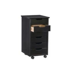 Pemberly Row Mid Century Six Drawer Wood Rolling Storage Cart In Black 37 Pemberly Row Mid Century Six Drawer Wood Rolling Storage Cart In Black -Cymax Sales 2518227 29 L