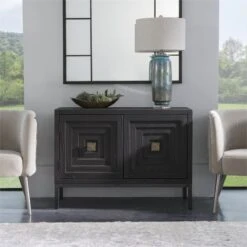 Bowery Hill Contemporary 2 Door Wood Cabinet In Ebony -Cymax Sales 2524470 10 L