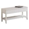 Roundhill Quality Solid Wood Shoe Bench With Storage In White