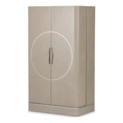 Michael Amini Eclipse Poplar Wood Footwear Cabinet In Moonlight Beige