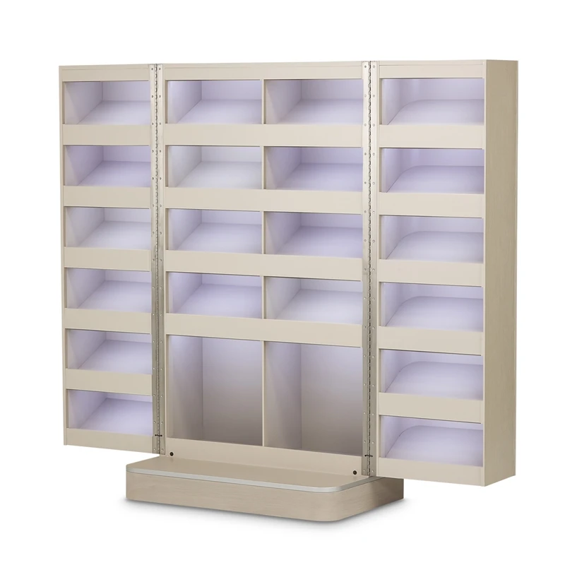 Michael Amini Eclipse Poplar Wood Footwear Cabinet In Moonlight Beige 3 Michael Amini Eclipse Poplar Wood Footwear Cabinet In Moonlight Beige - Image 3