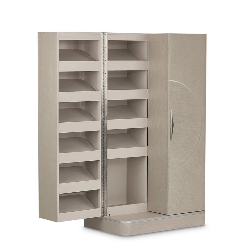 Michael Amini Eclipse Poplar Wood Footwear Cabinet In Moonlight Beige 11 Michael Amini Eclipse Poplar Wood Footwear Cabinet In Moonlight Beige - Image 11