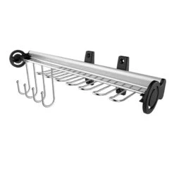TUHOME Black Stainless Steel Pull Out Belt &Tie Rack Chrome Plated X2 Un