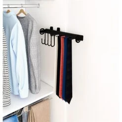 TUHOME Black Stainless Steel Pull Out Belt &Tie Rack Chrome Plated X2 Un -Cymax Sales 2544051 6 L