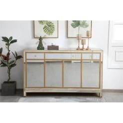 Elegant Decor Reflexion 60" Metal And MDF Mirrored Credenza In Gold -Cymax Sales 2544675 6 L