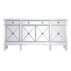 Elegant Decor Contempo 72" MDF And Metal Mirrored Credenza In Antique White -Cymax Sales 2544688 2 L