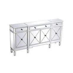 Elegant Decor Contempo 72" MDF And Metal Mirrored Credenza In Antique White -Cymax Sales 2544688 3 L