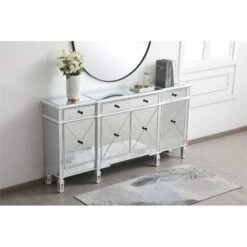 Elegant Decor Contempo 72" MDF And Metal Mirrored Credenza In Antique White -Cymax Sales 2544688 7 L