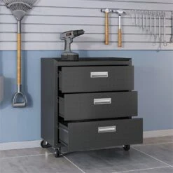 Manhattan Comfort Fortress Metal Mobile Garage Chest With Drawers In Charcoal -Cymax Sales 2554614 3 L