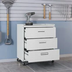 Manhattan Comfort Fortress Metal Mobile Garage Chest With Drawers In Charcoal -Cymax Sales 2554615 3 L