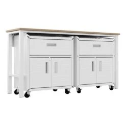 Manhattan Comfort Fortress 3-Piece Wood Garage Cabinet Set 4.0 In White -Cymax Sales 2554625 4 L
