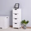 CRO Decor White Bathroom Storage Cabinet Freestanding Cabinet With Drawers