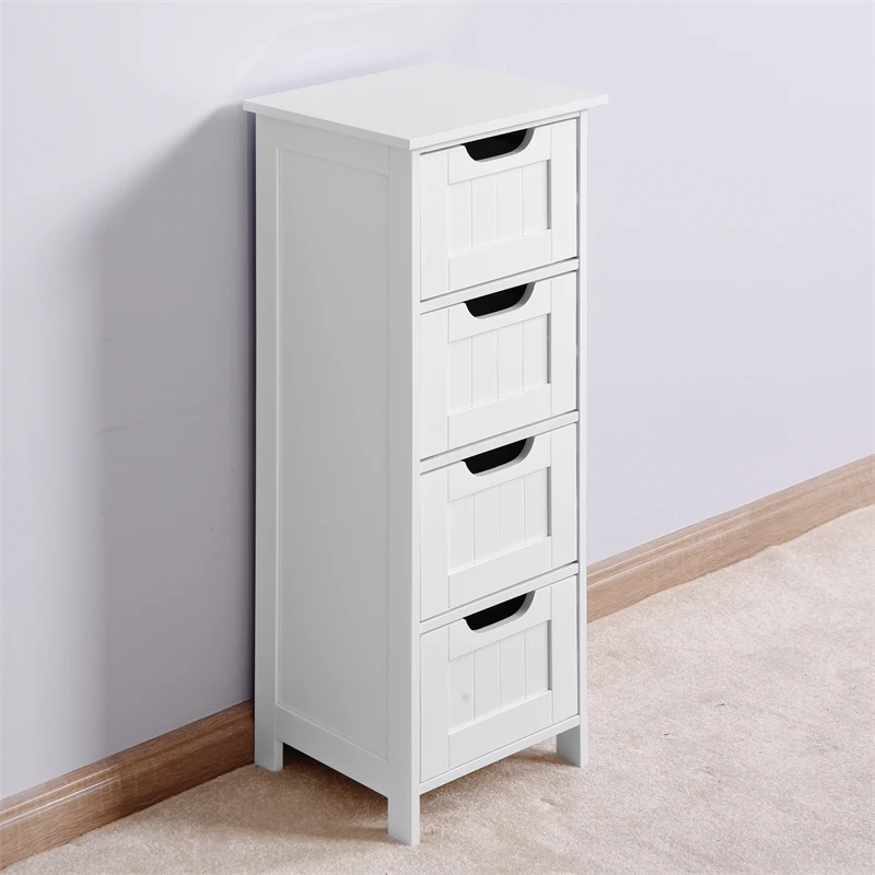 CRO Decor White Bathroom Storage Cabinet Freestanding Cabinet With Drawers 3 CRO Decor White Bathroom Storage Cabinet Freestanding Cabinet With Drawers - Image 3