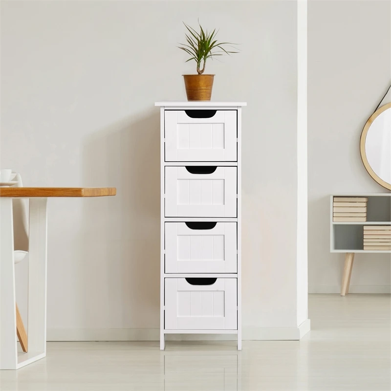 CRO Decor White Bathroom Storage Cabinet Freestanding Cabinet With Drawers 4 CRO Decor White Bathroom Storage Cabinet Freestanding Cabinet With Drawers - Image 4