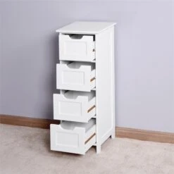 CRO Decor White Bathroom Storage Cabinet Freestanding Cabinet With Drawers 15 CRO Decor White Bathroom Storage Cabinet Freestanding Cabinet With Drawers -Cymax Sales 2558997 4 L