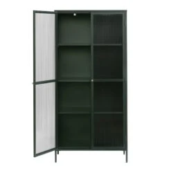 75" Contemporary Glass & Metal Display Cabinet In Green -Cymax Sales 2568652 3 L