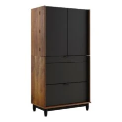 Sauder Harvey Park Engineered Wood Computer Cabinet In Walnut
