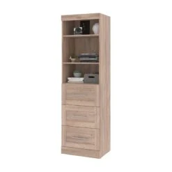 Bestar Pur 25" Engineered Wood Storage Unit With 3 Drawers In Rustic Brown -Cymax Sales 2572058 2 L