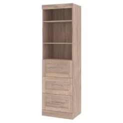 Bestar Pur 25" Engineered Wood Storage Unit With 3 Drawers In Rustic Brown