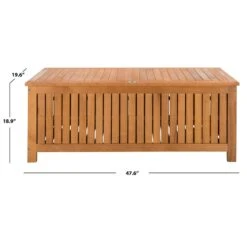 Safavieh Abri Storage Eucalyptus Wood Outdoor Cushion Box In Teak Natural -Cymax Sales 2574115 12 L