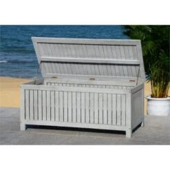 Safavieh Abri Storage Eucalyptus Wood Outdoor Cushion Box In Gray -Cymax Sales 2574116 12 L