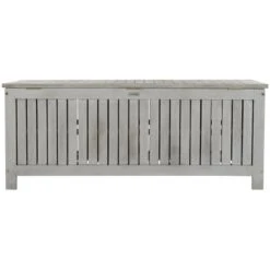 Safavieh Abri Storage Eucalyptus Wood Outdoor Cushion Box In Gray -Cymax Sales 2574116 5 L