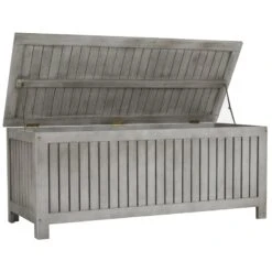 Safavieh Abri Storage Eucalyptus Wood Outdoor Cushion Box In Gray -Cymax Sales 2574116 6 L