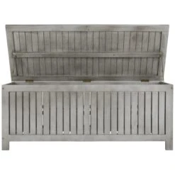 Safavieh Abri Storage Eucalyptus Wood Outdoor Cushion Box In Gray -Cymax Sales 2574116 7 L