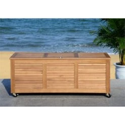 Safavieh Elina Storage Eucalyptus Wood Outdoor Cushion Box In Teak Natural -Cymax Sales 2574117 13 L