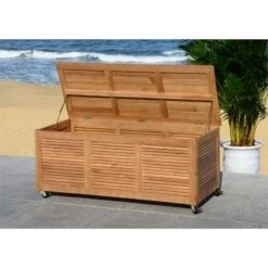 Safavieh Elina Storage Eucalyptus Wood Outdoor Cushion Box In Teak Natural -Cymax Sales 2574117 15 L