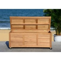 Safavieh Elina Storage Eucalyptus Wood Outdoor Cushion Box In Teak Natural -Cymax Sales 2574117 16 L