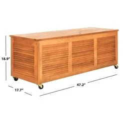 Safavieh Elina Storage Eucalyptus Wood Outdoor Cushion Box In Teak Natural -Cymax Sales 2574117 17 L