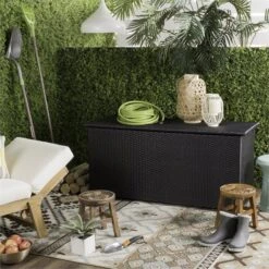 Safavieh Cosima Contemporary Wood Outdoor Cushion Box In Black -Cymax Sales 2574252 13 L