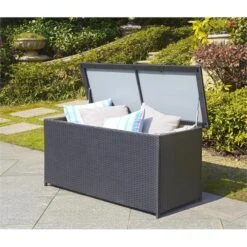 Safavieh Cosima Contemporary Wood Outdoor Cushion Box In Black -Cymax Sales 2574252 14 L