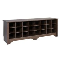 Wright Home Wooden 60" Shoe Cubby Bench In Rich Espresso Finish