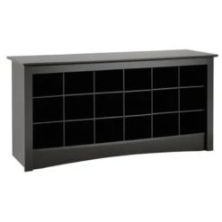 Wright Home Wood 18 Cubby Shoe Storage Bench In Black Finish