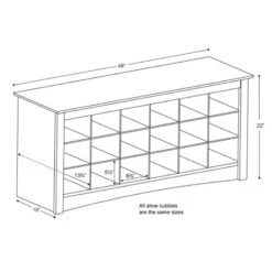 Wright Home Wood 18 Cubby Shoe Storage Bench In White Finish -Cymax Sales 2595789 3 L