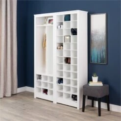 Wright Home Wood 36 Cubby Shoe Storage Cabinet In White Finish -Cymax Sales 2595810 3 L